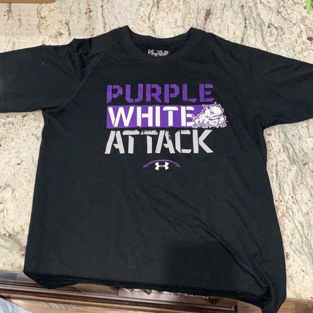 Gently used Under Armour TCU Youth Large Loose Athletic Shirt